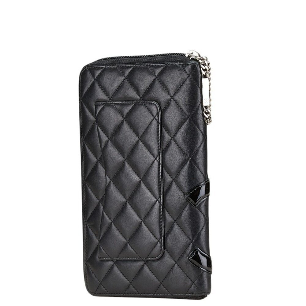 CHANEL Black Lambskin Leather Logo Wallet - Picture 2 of 16